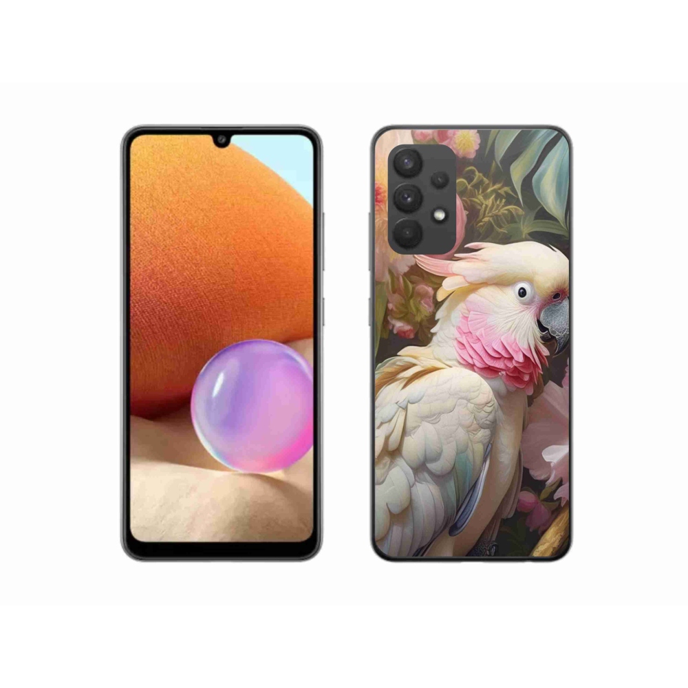 Gelový kryt mmCase na Samsung Galaxy A32 4G - papoušek kakadu růžový 2