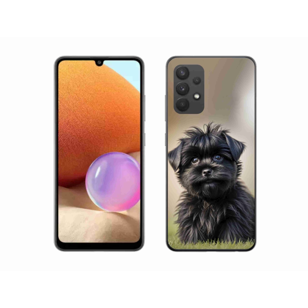 Gelový kryt mmCase na Samsung Galaxy A32 4G - roztomilý černý pejsek