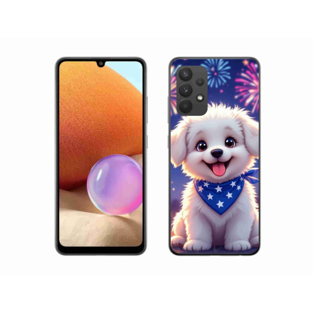 Gelový kryt mmCase na Samsung Galaxy A32 4G - slavnostní štěně