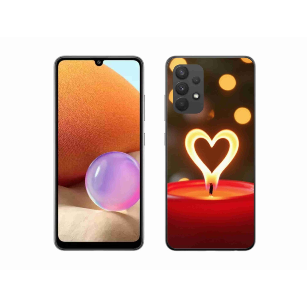Gelový kryt mmCase na Samsung Galaxy A32 4G - srdce z plamene