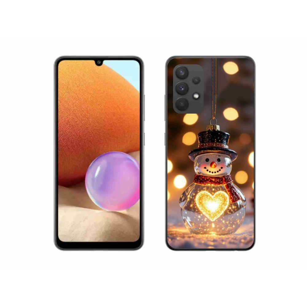 Gelový kryt mmCase na Samsung Galaxy A32 4G - svítící vánoční sněhulák