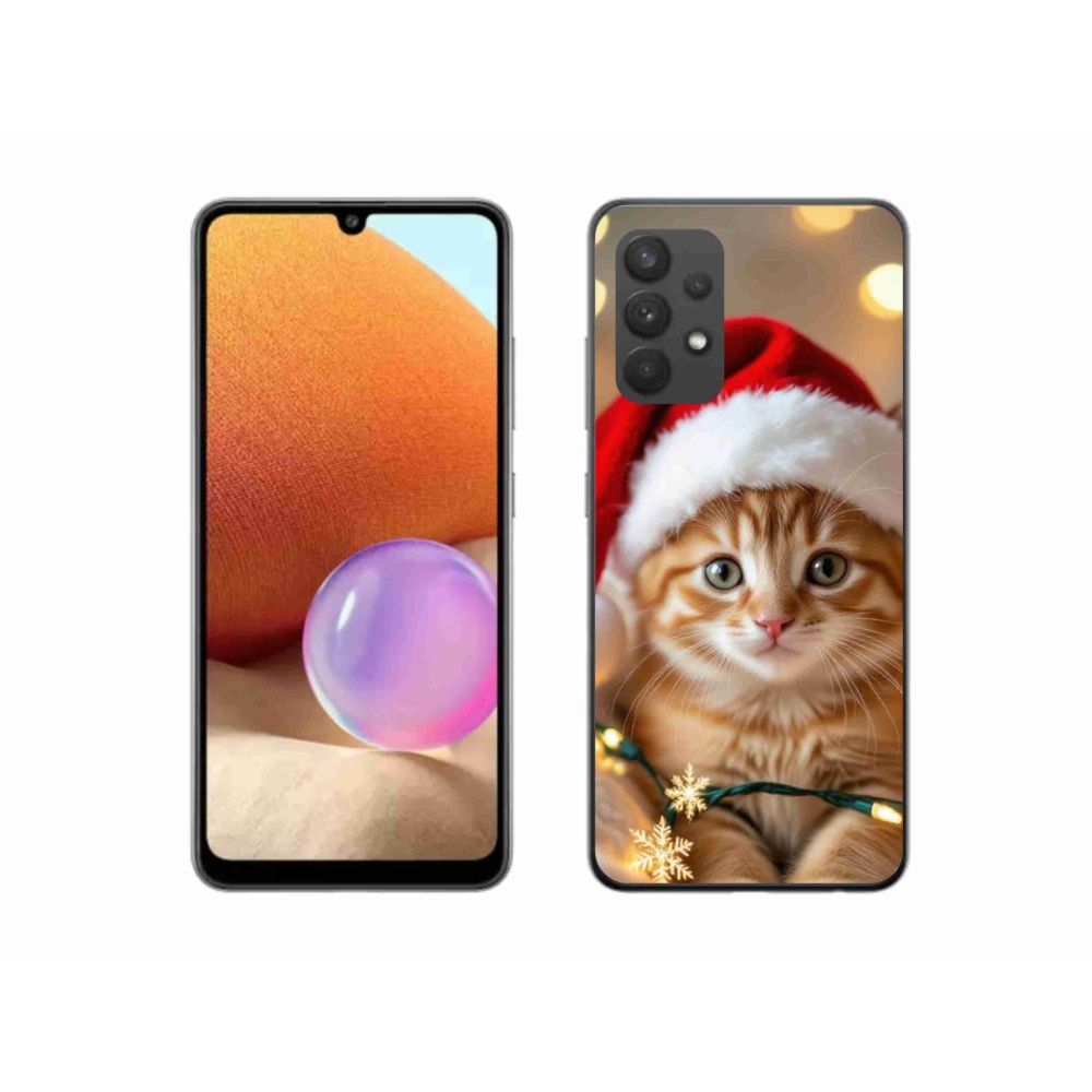 Gelový kryt mmCase na Samsung Galaxy A32 4G - vánoční kotě