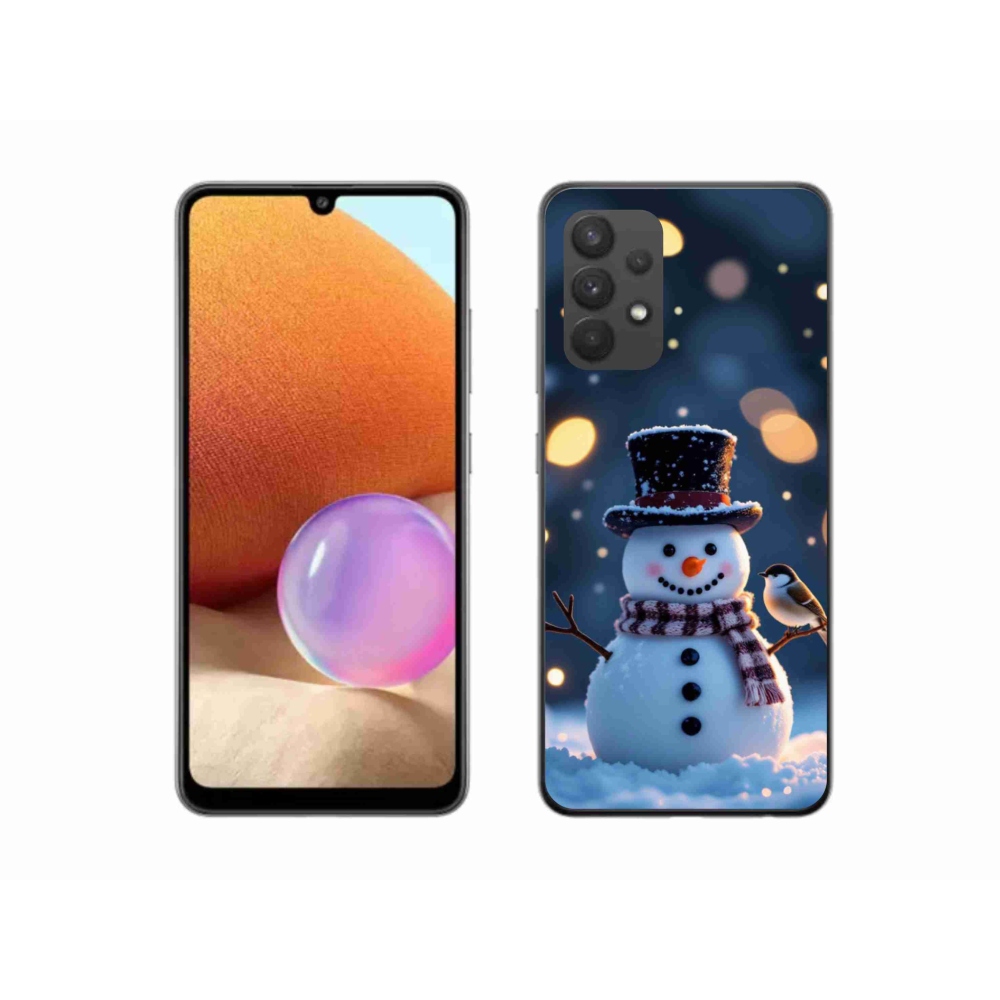 Gelový kryt mmCase na Samsung Galaxy A32 4G - vánoční sněhulák