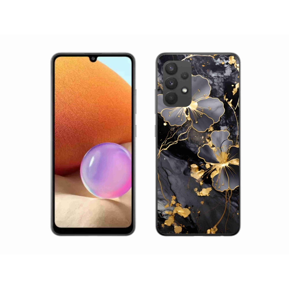 Gelový kryt mmCase na Samsung Galaxy A32 4G - zlaté květy