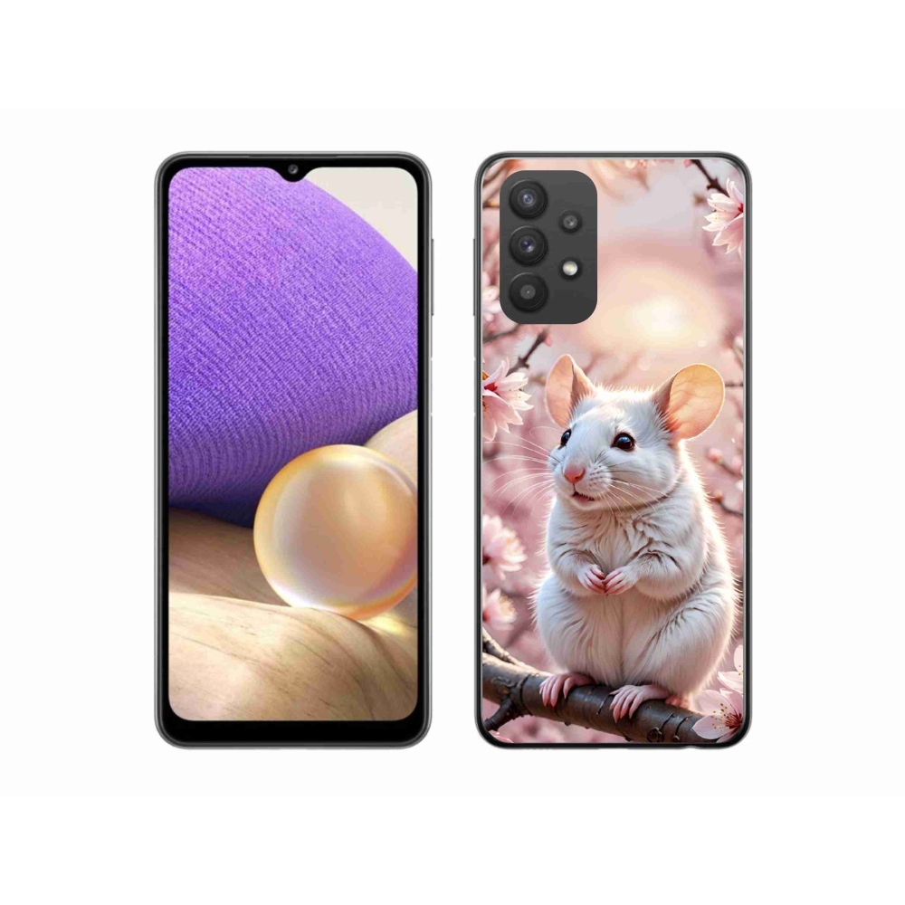 Gelový kryt mmCase na Samsung Galaxy A32 5G - bílá myš na větvi