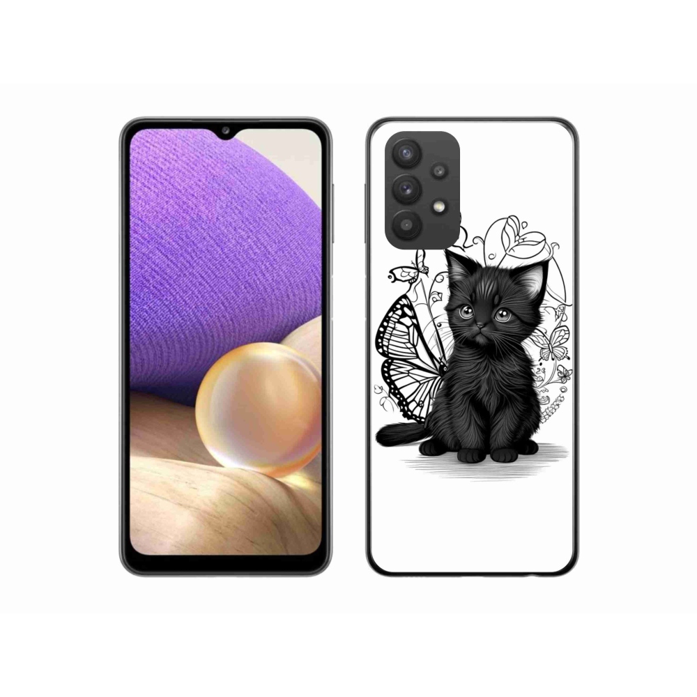 Gelový kryt mmCase na Samsung Galaxy A32 5G - černé kotě