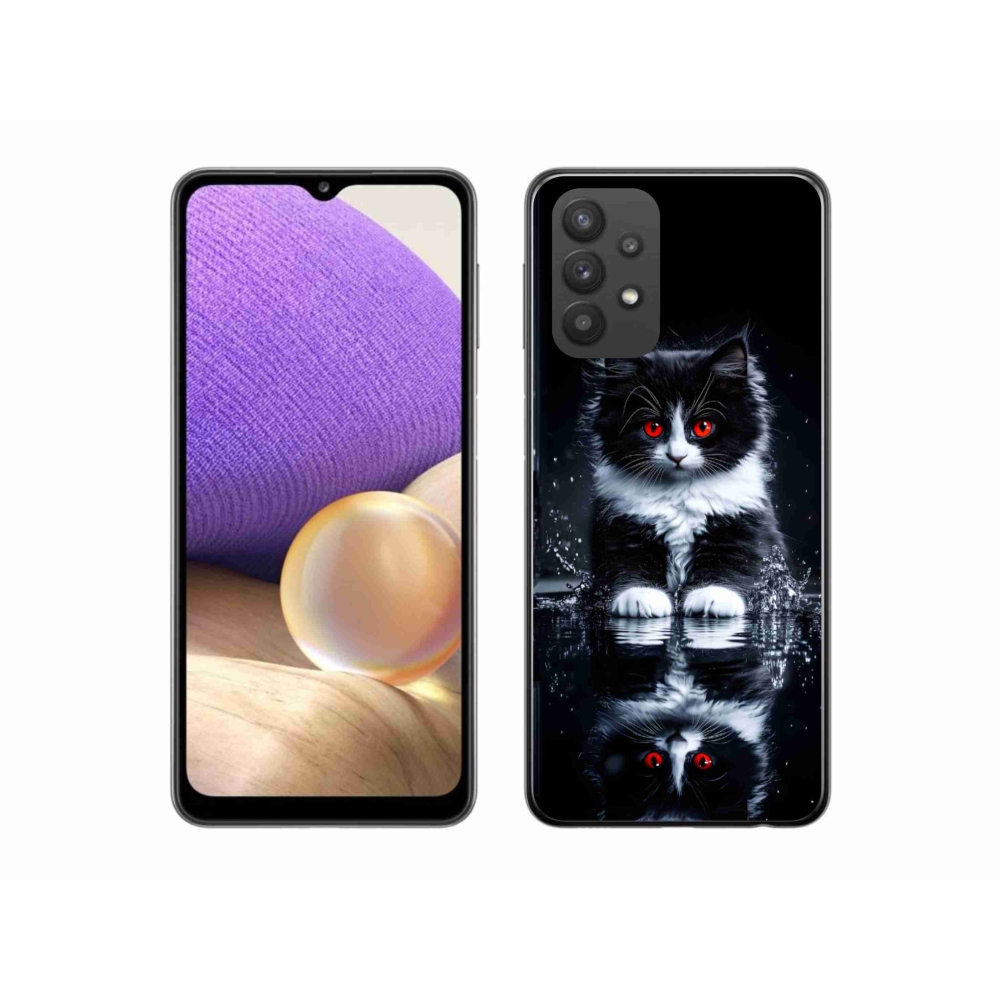 Gelový kryt mmCase na Samsung Galaxy A32 5G - černobílé kotě