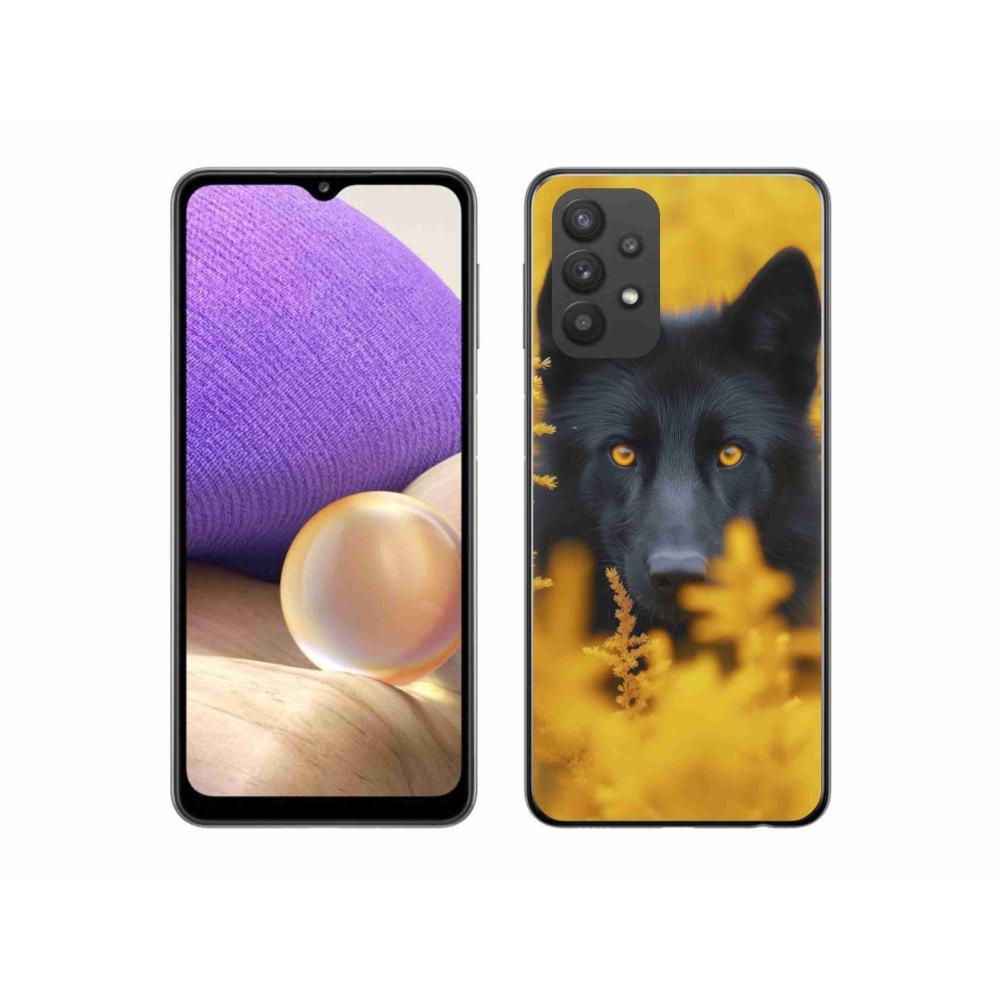 Gelový kryt mmCase na Samsung Galaxy A32 5G - černý vlk 2