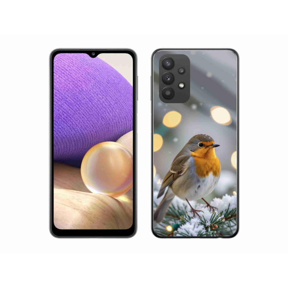 Gelový kryt mmCase na Samsung Galaxy A32 5G - červenka v zimě