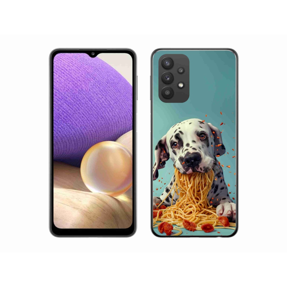 Gelový kryt mmCase na Samsung Galaxy A32 5G - dalmatin a špagety