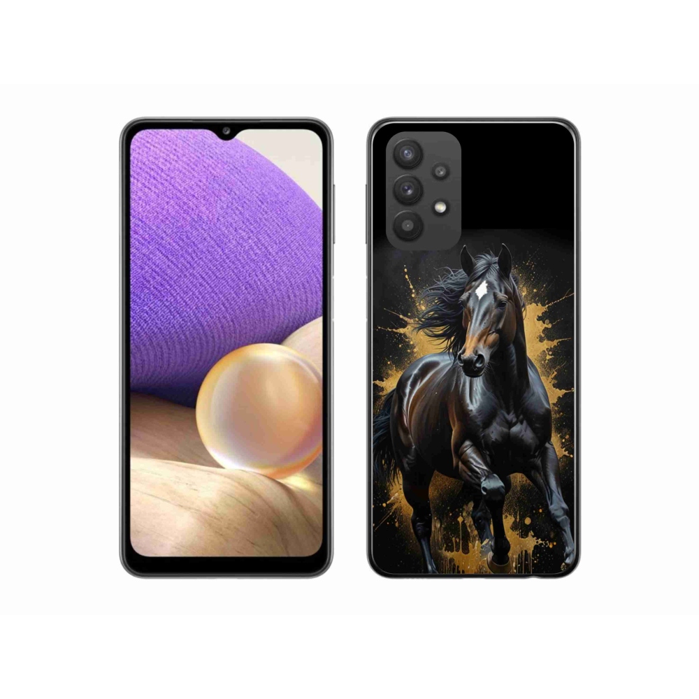 Gelový kryt mmCase na Samsung Galaxy A32 5G - elegantní černý hřebec