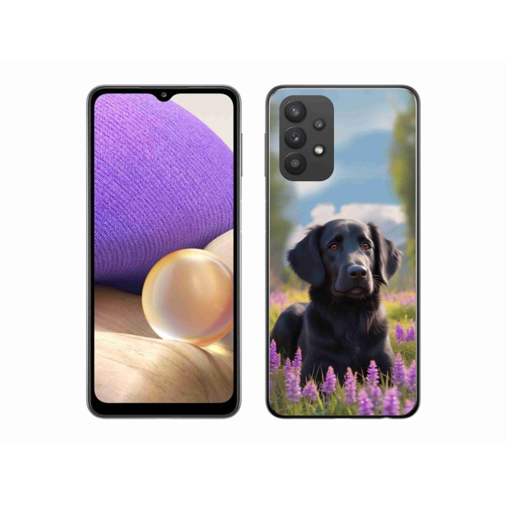 Gelový kryt mmCase na Samsung Galaxy A32 5G - elegantní černý retrívr