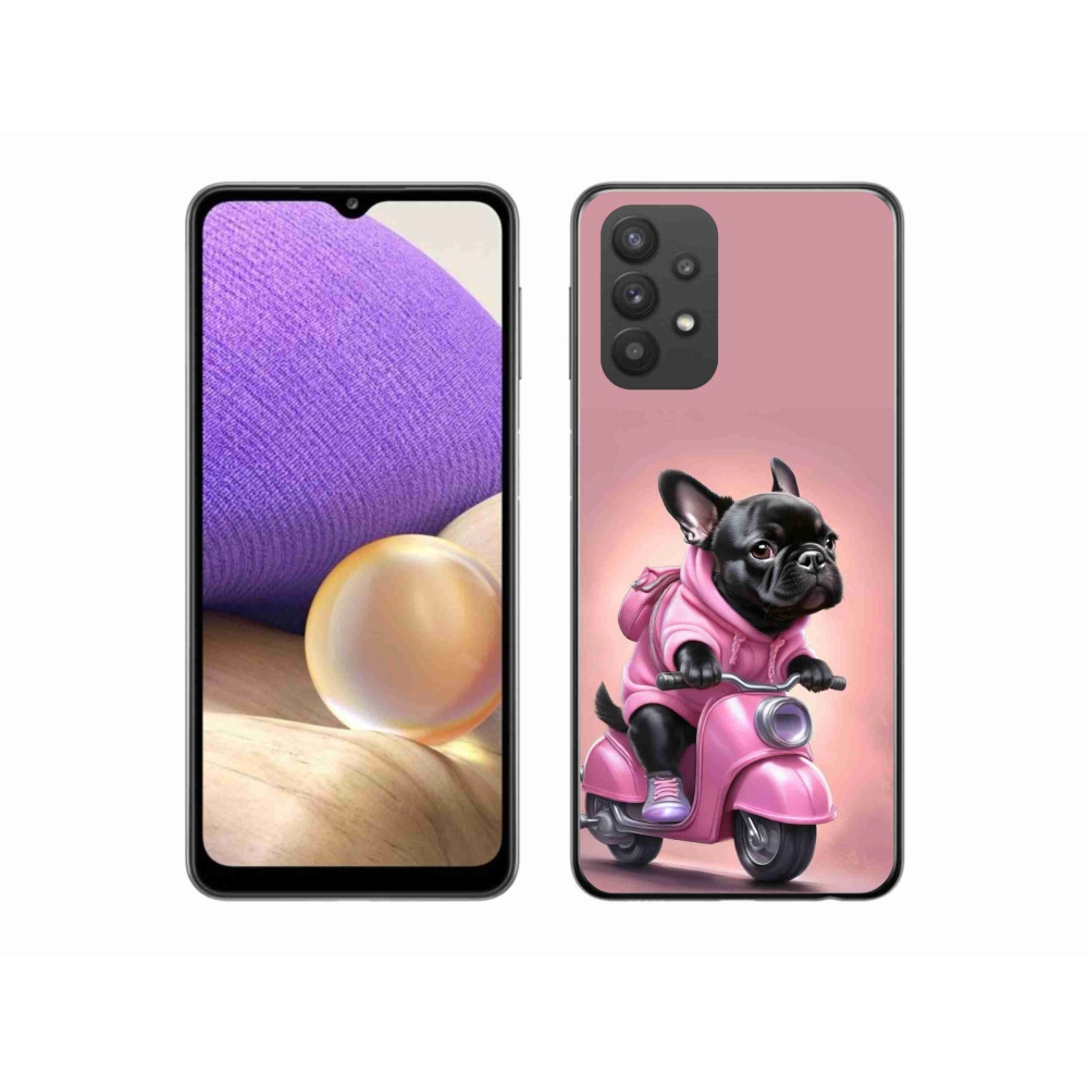 Gelový kryt mmCase na Samsung Galaxy A32 5G - francouzský buldoček na skútru