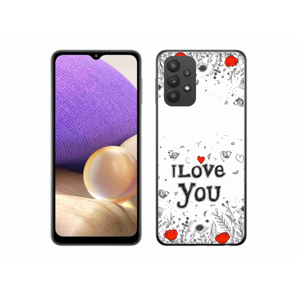 Gelový kryt mmCase na Samsung Galaxy A32 5G - I love you bílé pozadí