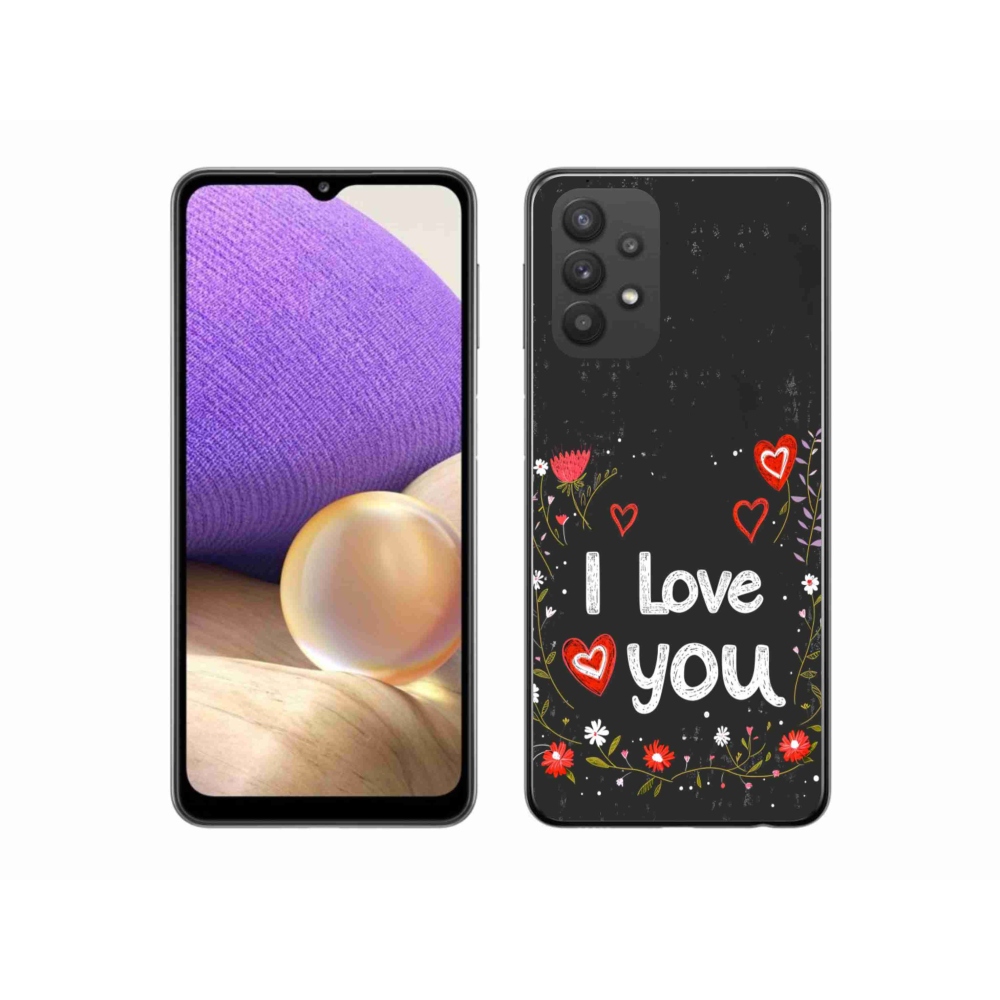Gelový kryt mmCase na Samsung Galaxy A32 5G - I love you černé pozadí