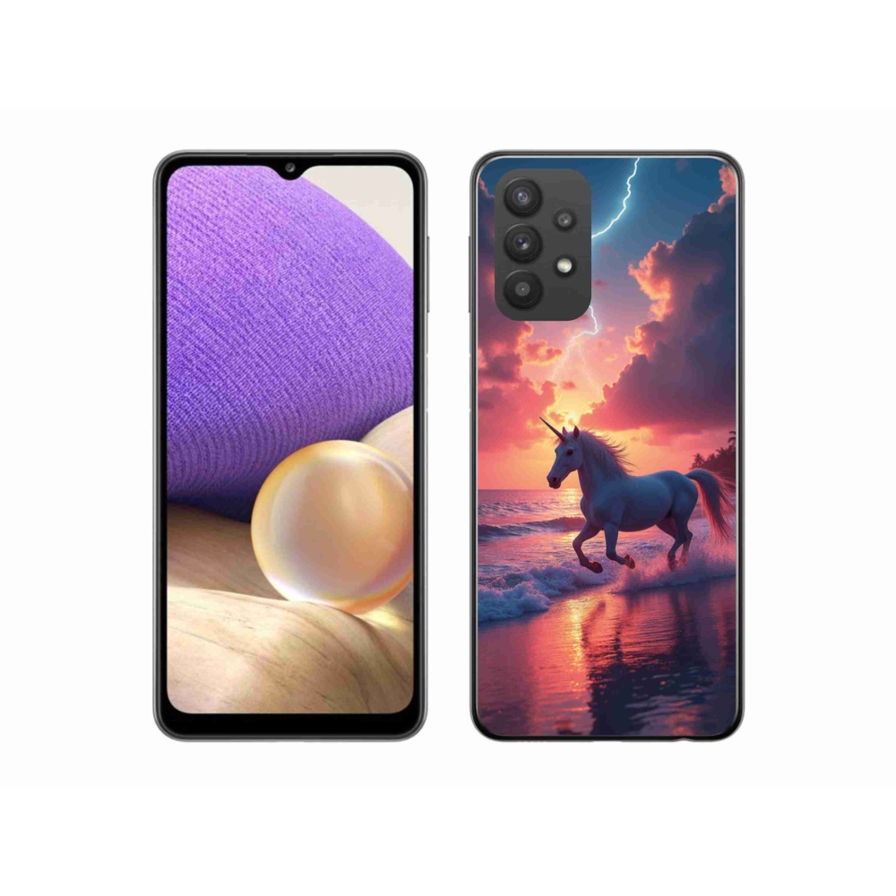 Gelový kryt mmCase na Samsung Galaxy A32 5G - jednorožec na pláži