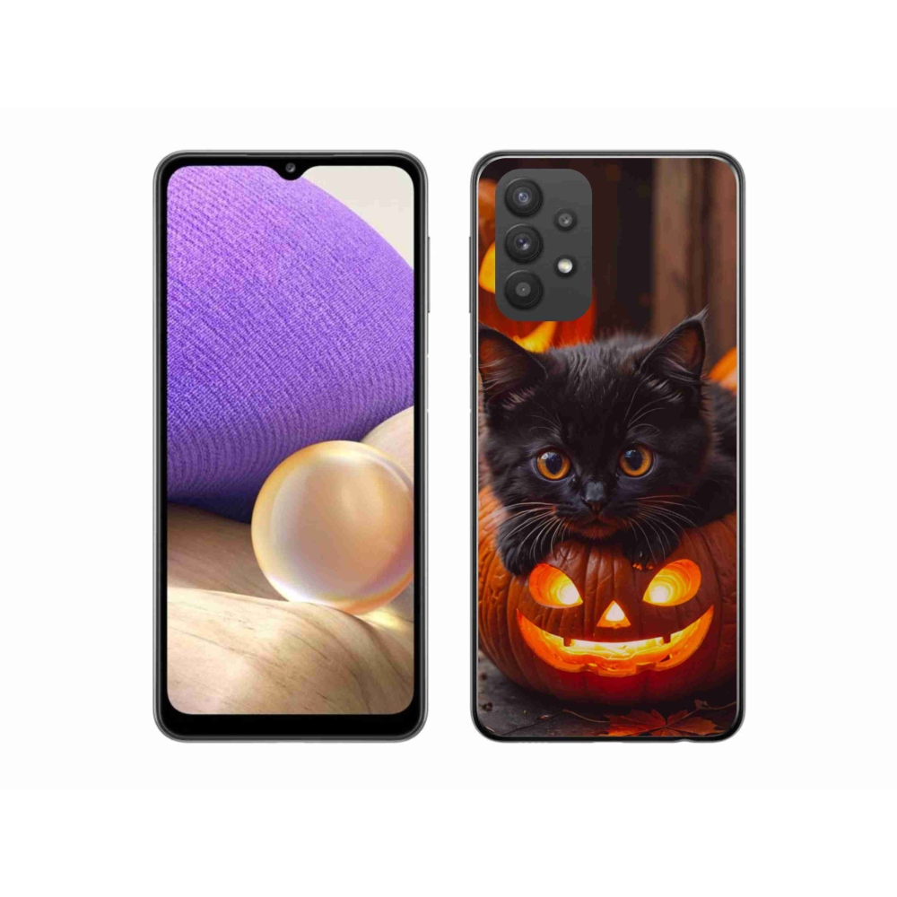 Gelový kryt mmCase na Samsung Galaxy A32 5G - kotě a dýně