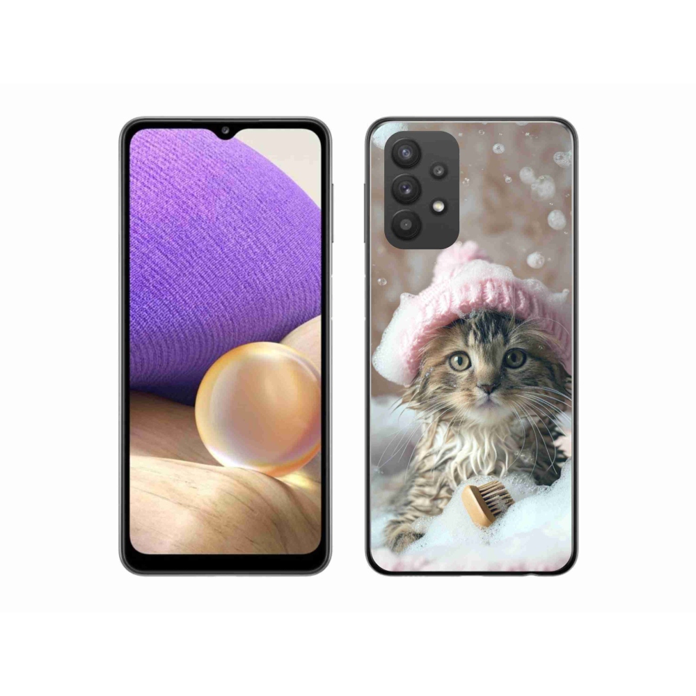 Gelový kryt mmCase na Samsung Galaxy A32 5G - kotě a koupel