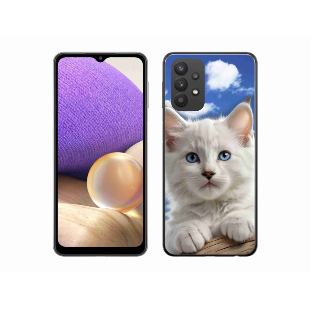 Gelový kryt mmCase na Samsung Galaxy A32 5G - kotě a oblaka