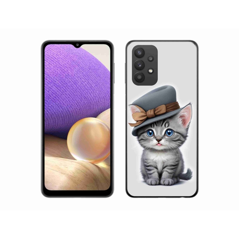 Gelový kryt mmCase na Samsung Galaxy A32 5G - kotě s kloboukem
