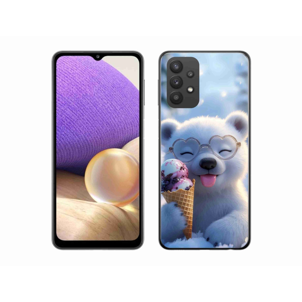 Gelový kryt mmCase na Samsung Galaxy A32 5G - medvídek se zmrzlinou