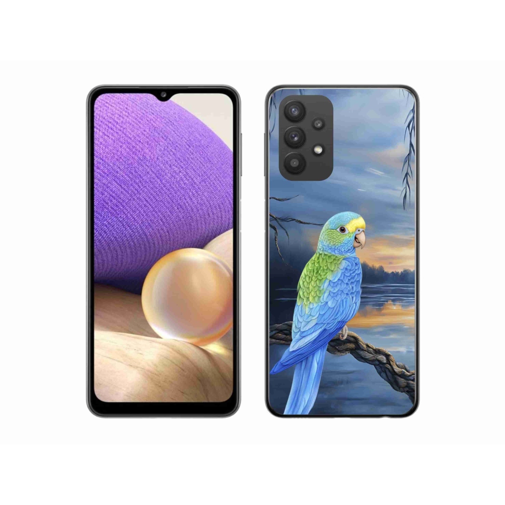 Gelový kryt mmCase na Samsung Galaxy A32 5G - modrý papoušek
