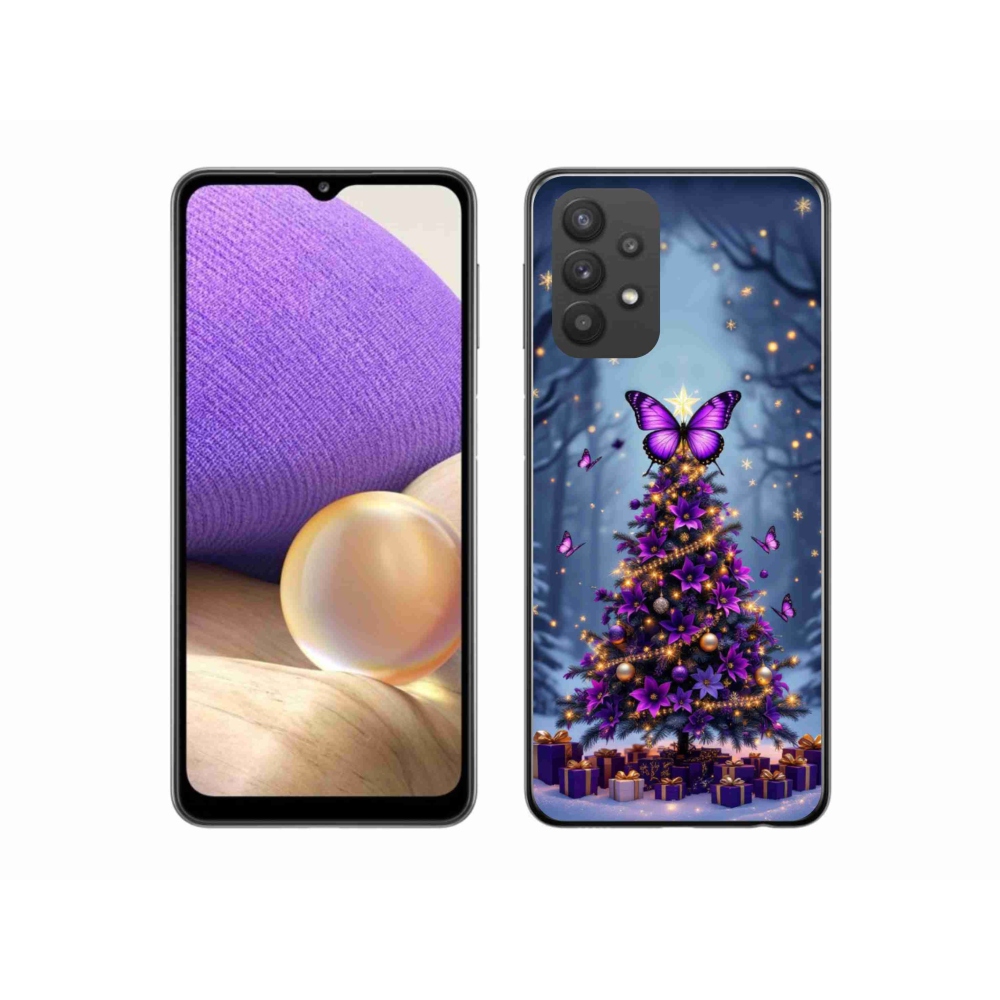 Gelový kryt mmCase na Samsung Galaxy A32 5G - motýlí vánoční stromek