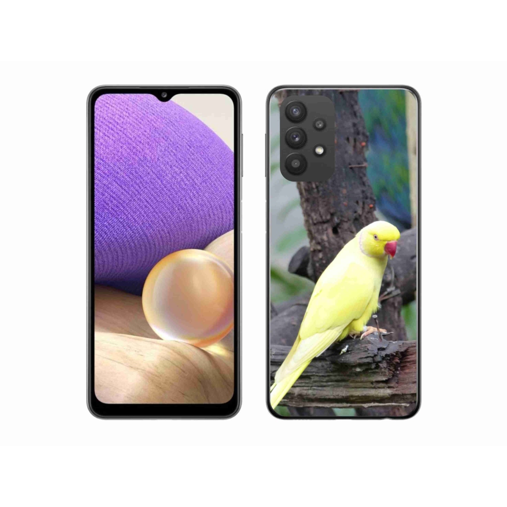 Gelový kryt mmCase na Samsung Galaxy A32 5G - papoušek alexandr žlutý