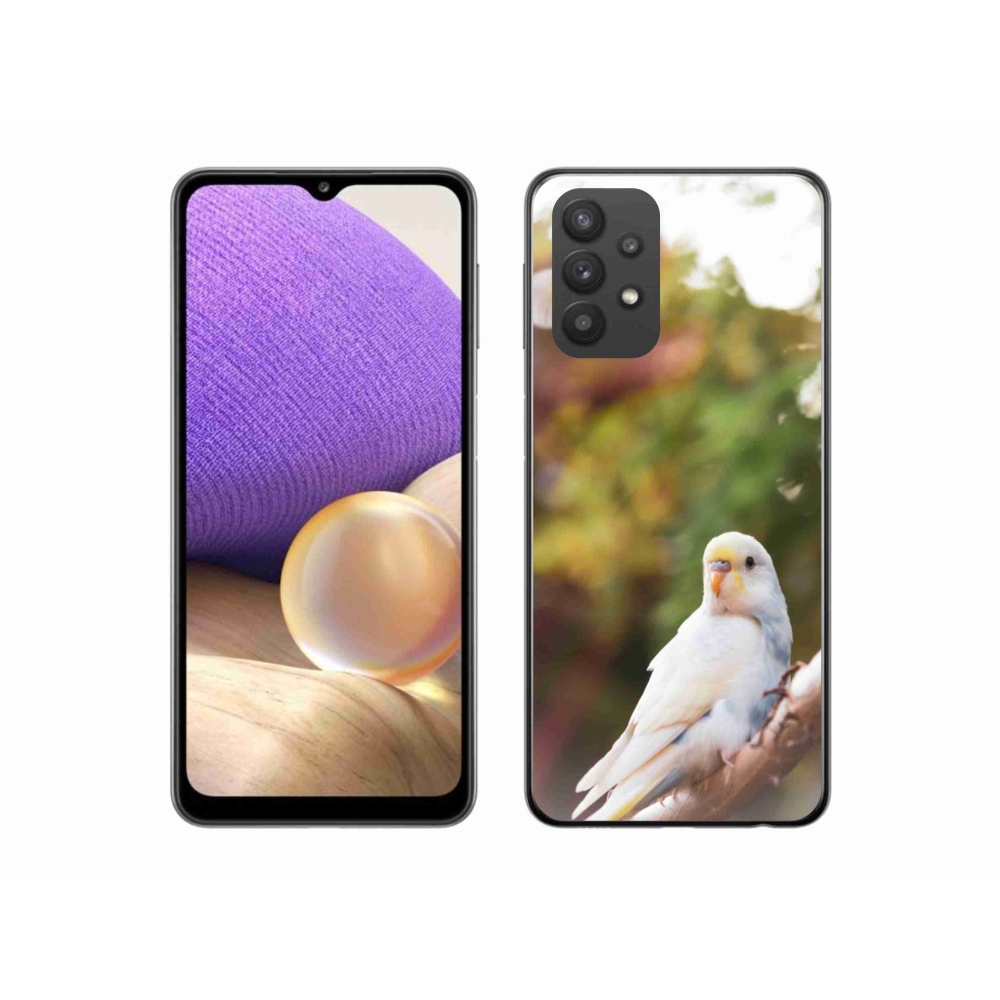 Gelový kryt mmCase na Samsung Galaxy A32 5G - papoušek andulka bílá