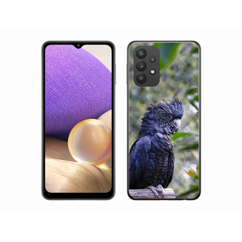 Gelový kryt mmCase na Samsung Galaxy A32 5G - papoušek kakadu černý