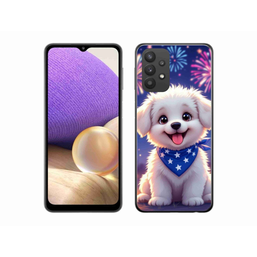Gelový kryt mmCase na Samsung Galaxy A32 5G - slavnostní štěně