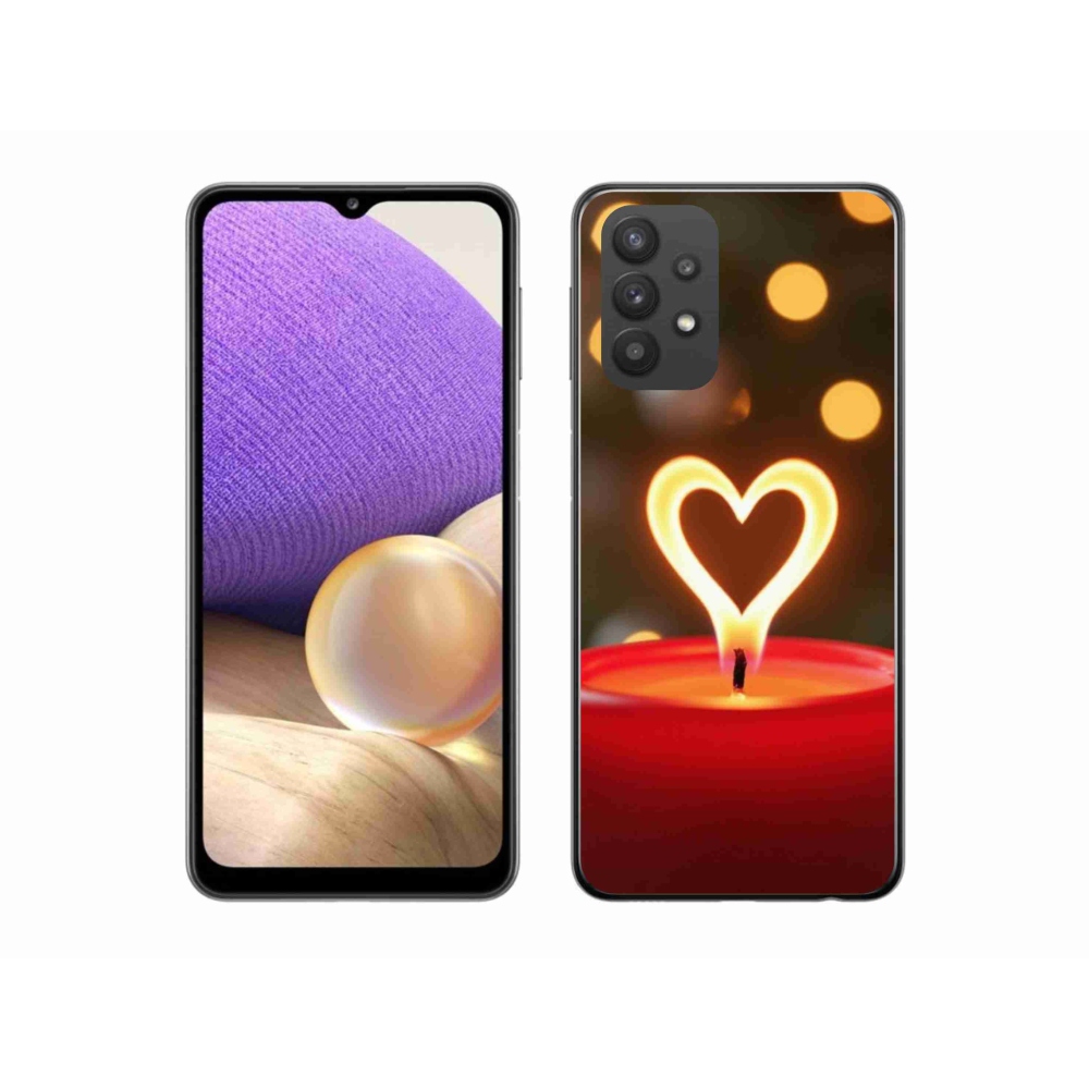 Gelový kryt mmCase na Samsung Galaxy A32 5G - srdce z plamene