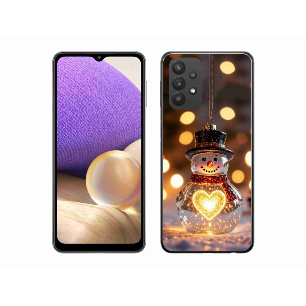 Gelový kryt mmCase na Samsung Galaxy A32 5G - svítící vánoční sněhulák