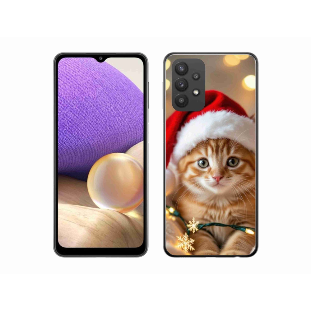 Gelový kryt mmCase na Samsung Galaxy A32 5G - vánoční kotě