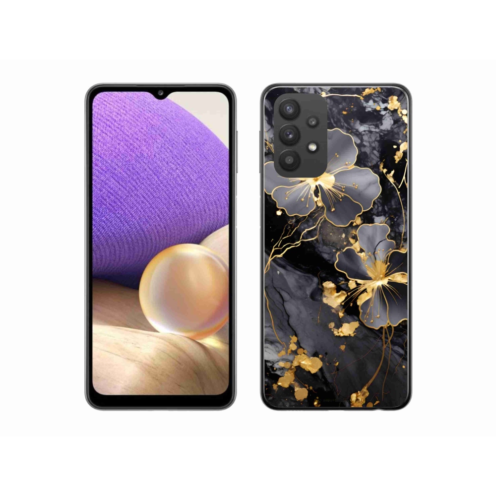 Gelový kryt mmCase na Samsung Galaxy A32 5G - zlaté květy