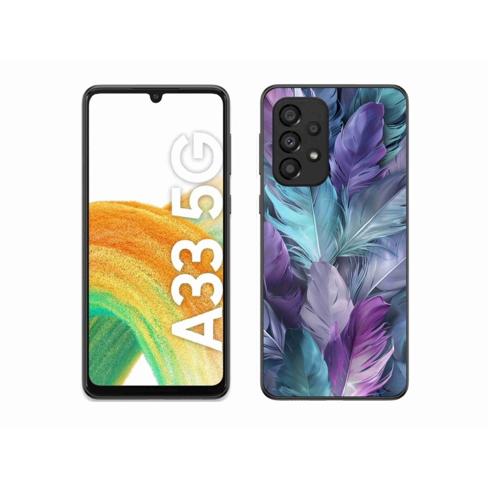 Gelový kryt mmCase na Samsung Galaxy A33 - barevné peří 2