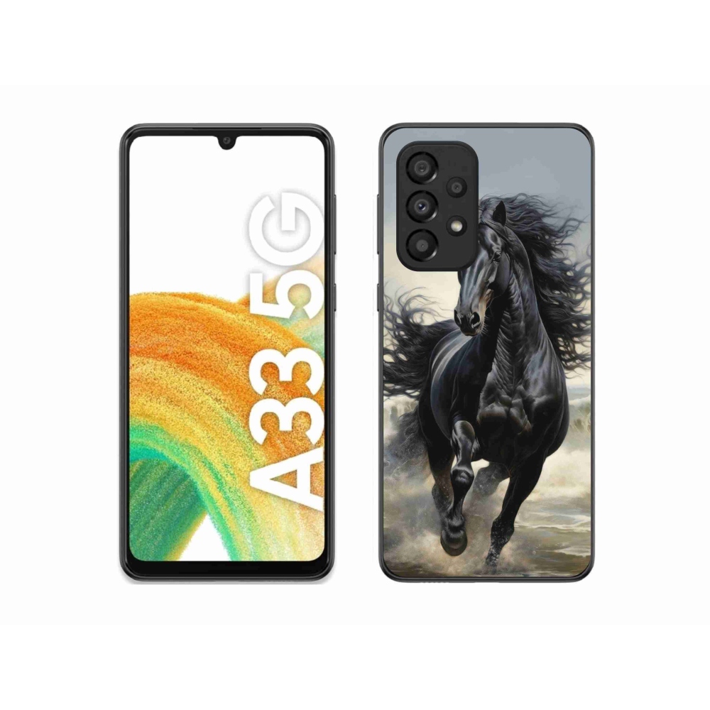 Gelový kryt mmCase na Samsung Galaxy A33 - běžící černý kůň