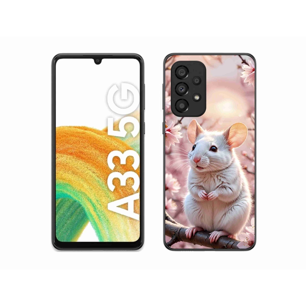 Gelový kryt mmCase na Samsung Galaxy A33 - bílá myš na větvi