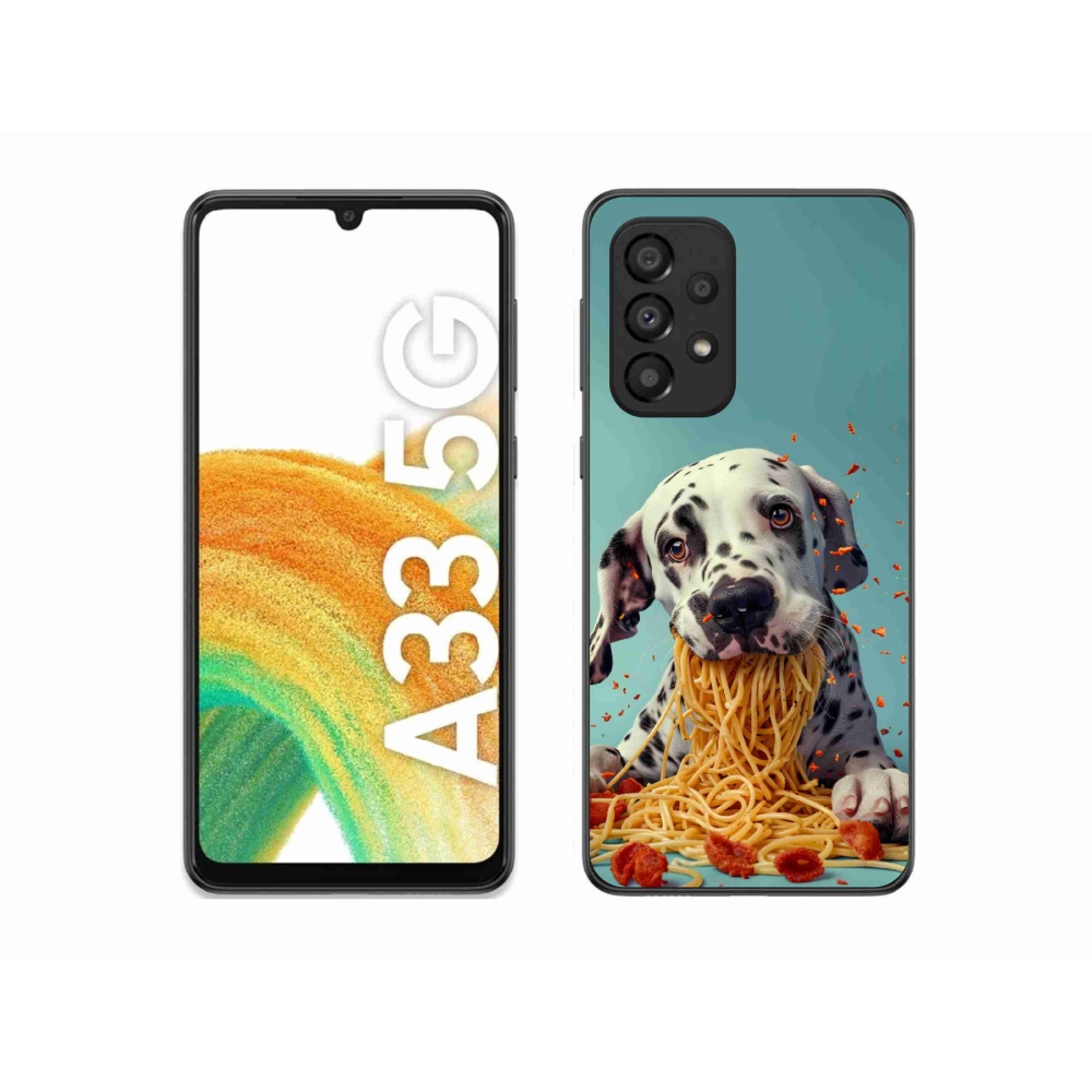 Gelový kryt mmCase na Samsung Galaxy A33 - dalmatin a špagety