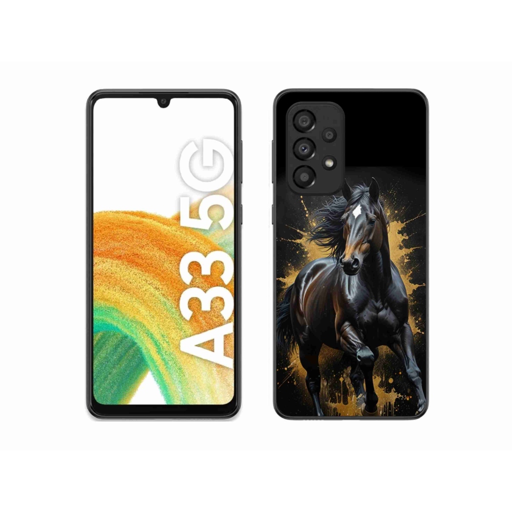 Gelový kryt mmCase na Samsung Galaxy A33 - elegantní černý hřebec