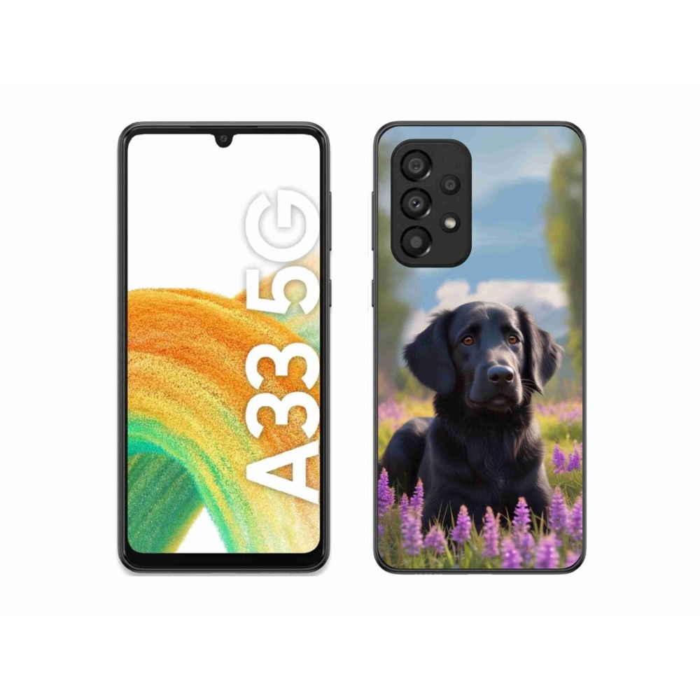 Gelový kryt mmCase na Samsung Galaxy A33 - elegantní černý retrívr