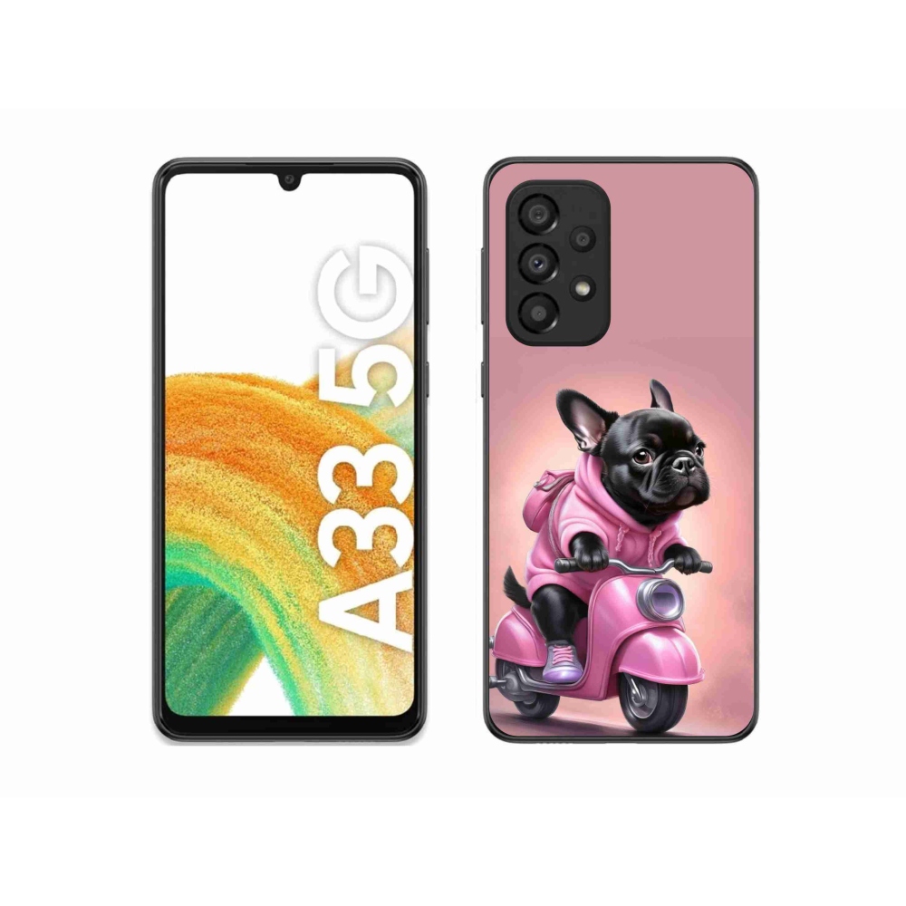 Gelový kryt mmCase na Samsung Galaxy A33 - francouzský buldoček na skútru