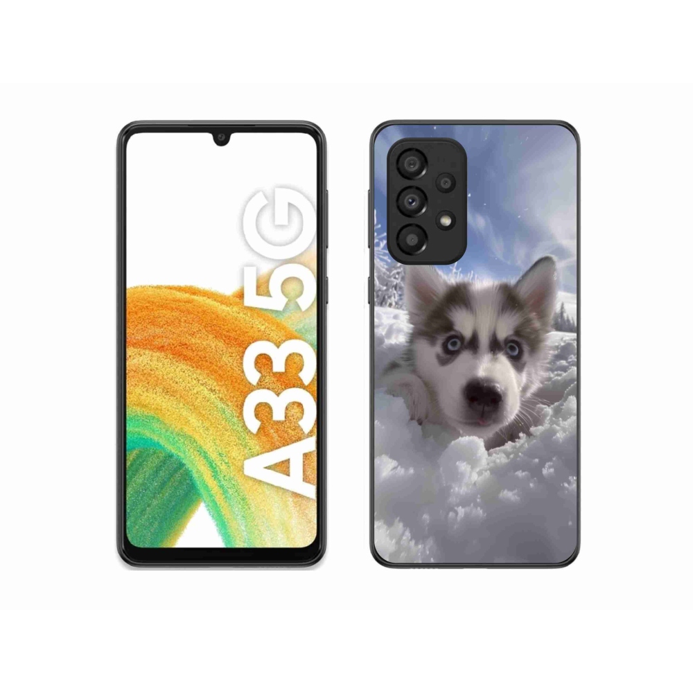 Gelový kryt mmCase na Samsung Galaxy A33 - husky ve sněhu