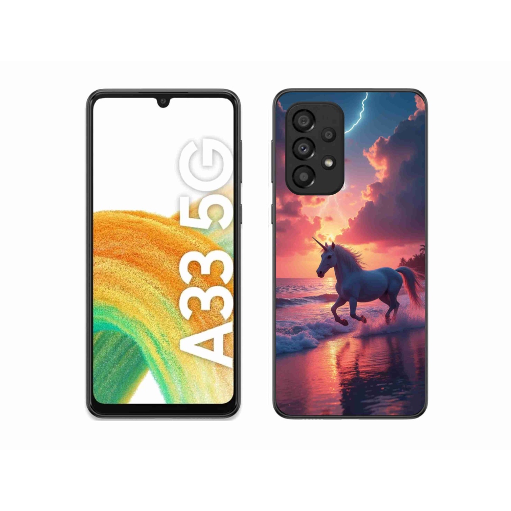 Gelový kryt mmCase na Samsung Galaxy A33 - jednorožec na pláži