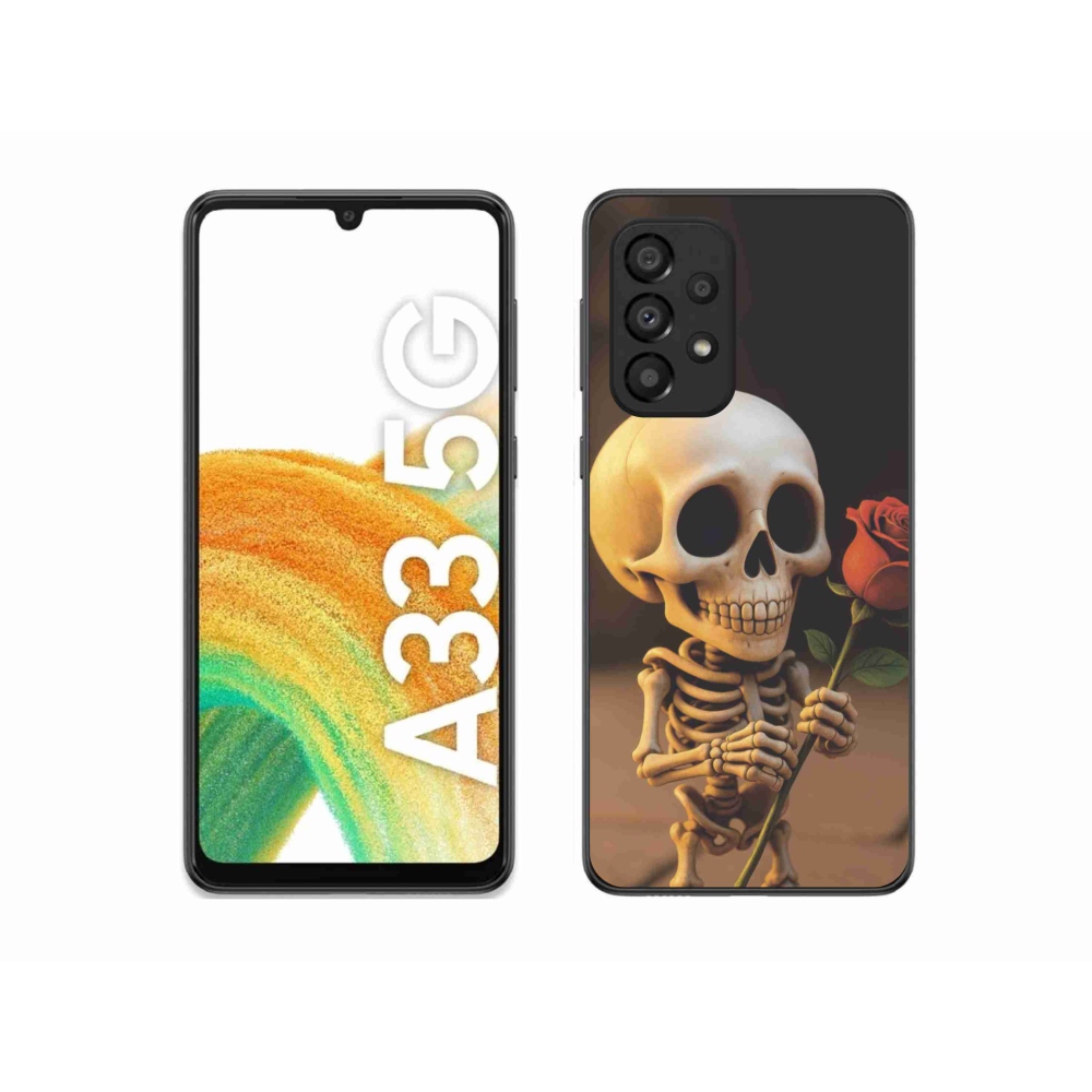Gelový kryt mmCase na Samsung Galaxy A33 - kostlivec s růží