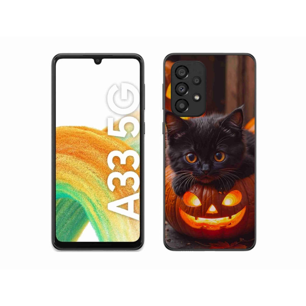 Gelový kryt mmCase na Samsung Galaxy A33 - kotě a dýně