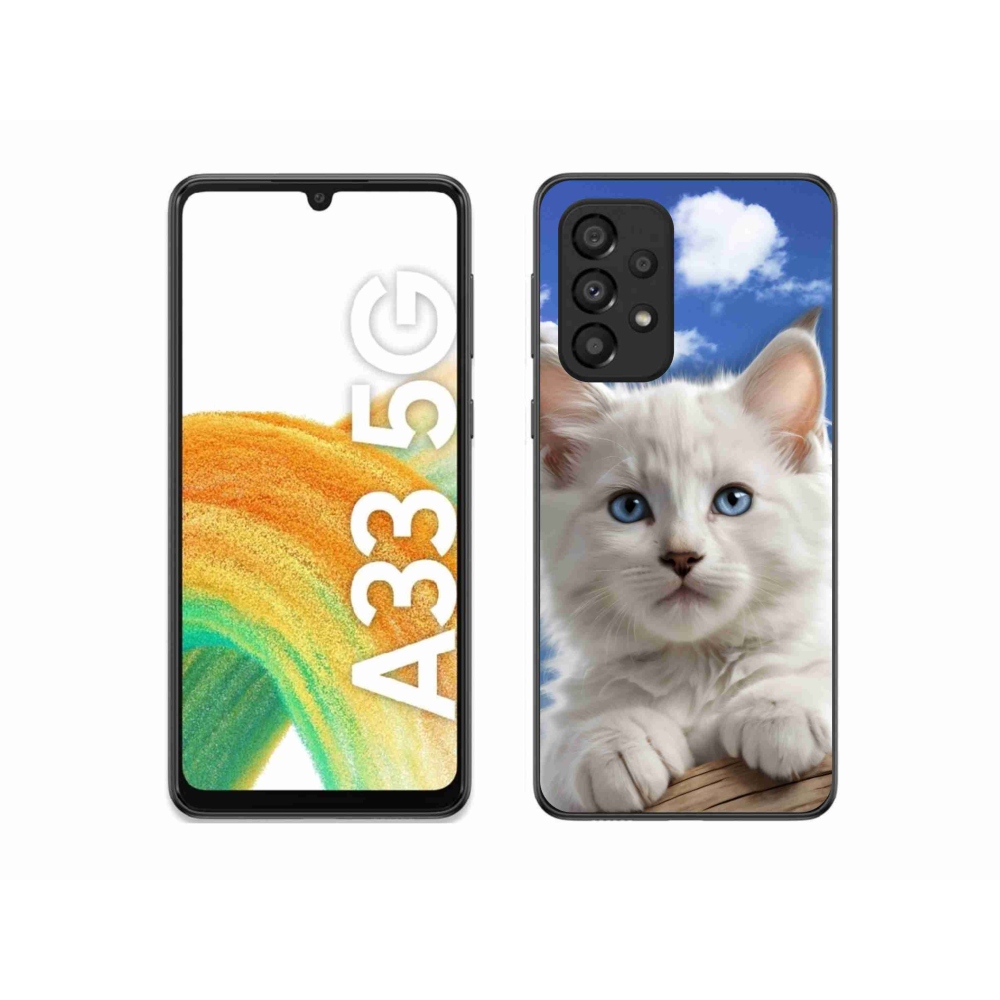 Gelový kryt mmCase na Samsung Galaxy A33 - kotě a oblaka