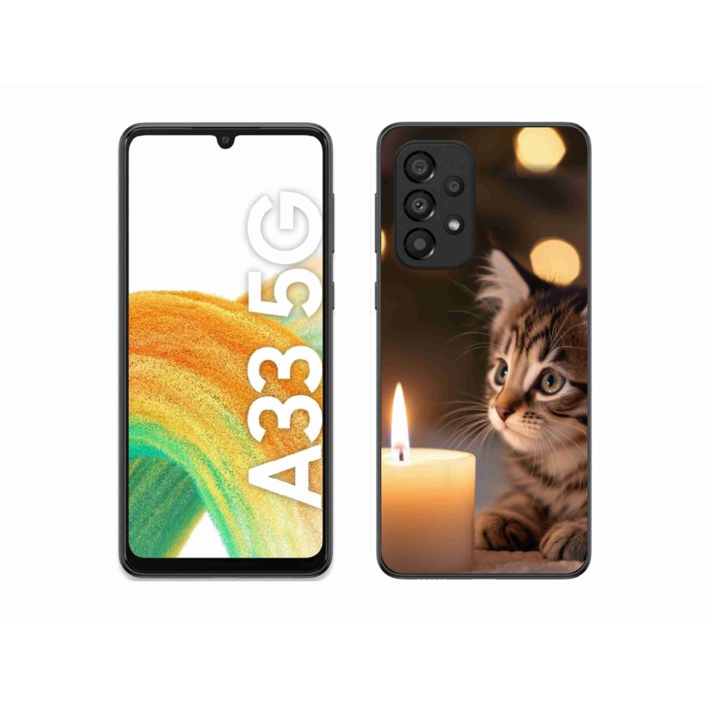 Gelový kryt mmCase na Samsung Galaxy A33 - kotě a svíčka