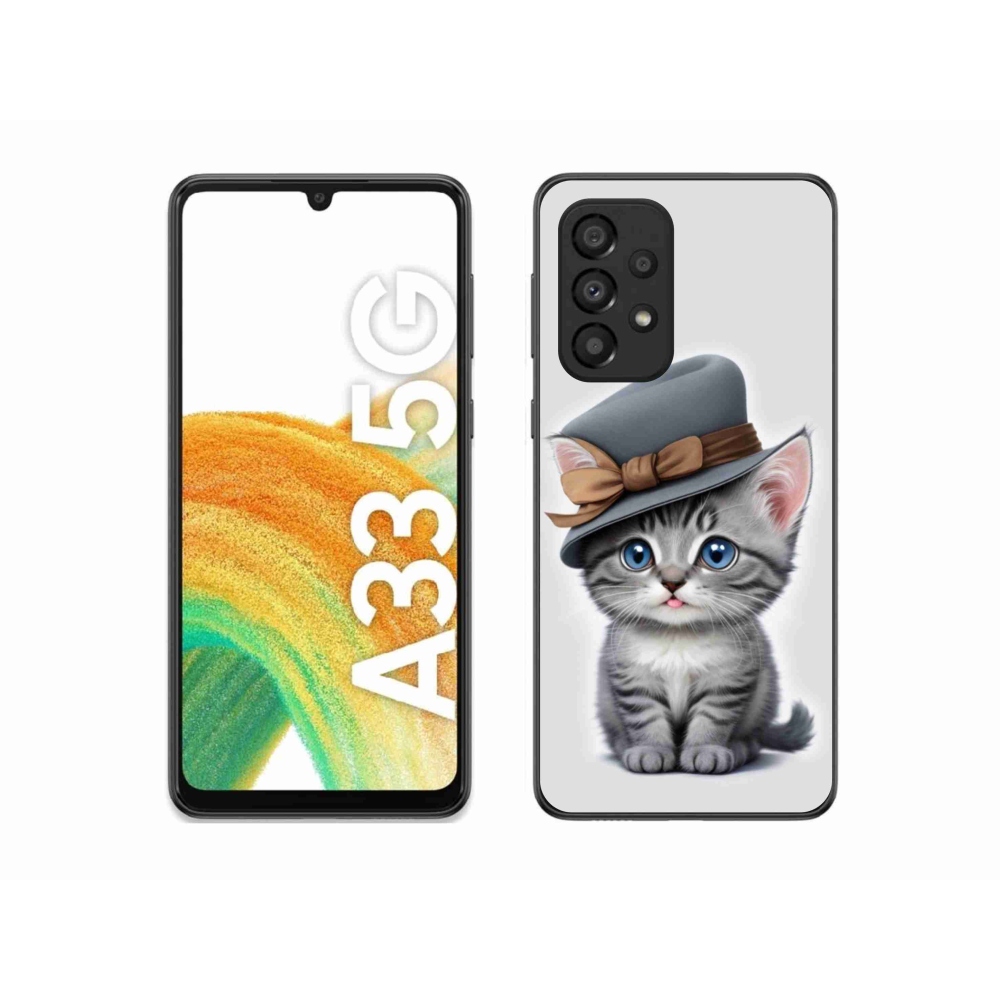 Gelový kryt mmCase na Samsung Galaxy A33 - kotě s kloboukem