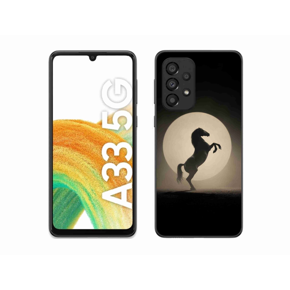 Gelový kryt mmCase na Samsung Galaxy A33 - kůň v siluetě
